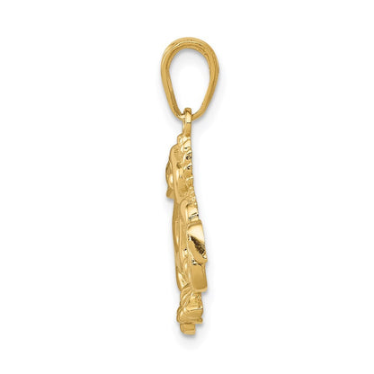 14k Yellow Gold Solid Polished Dragon Pendant for Women