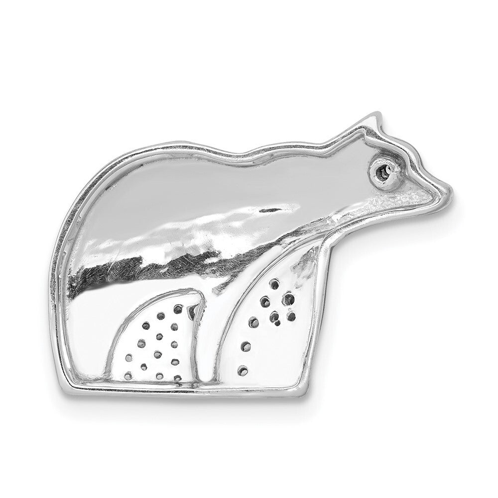14k White Gold  Black Rhodium Diamond Bears Chain Slide Pendant for Women