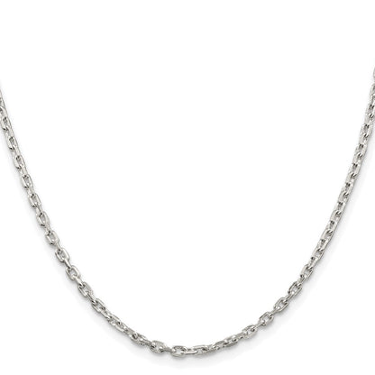 Sterling Silver Rhodium-plated 2.75mm Beveled Oval Cable Chain Necklace