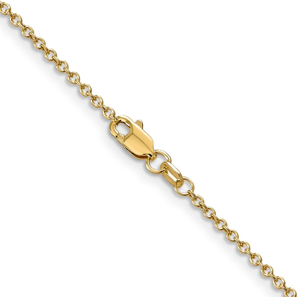 14k Yellow Gold 24 inch 1.4mm Round Open Wide Link Cable Chain Necklace