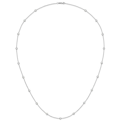 Sterling Silver Rhodium-plated 16-Station Cubic Zirconia Polished Necklace