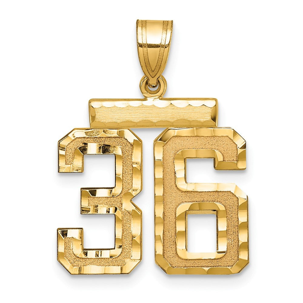 14k Yellow Gold Medium Diamond-cut Number 36 Charm Pendant