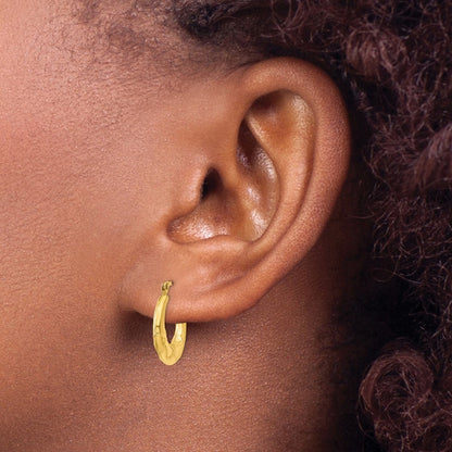 14k Yellow Gold Hollow X Hoop Earrings