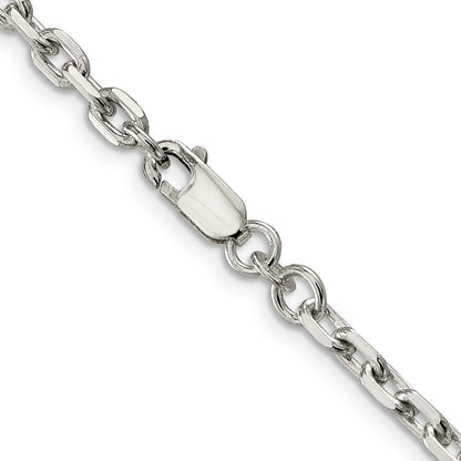 Sterling Silver 3.95mm Beveled Oval Cable Chain Necklace