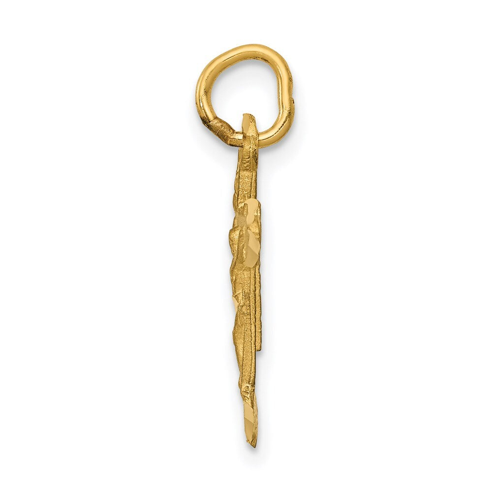 14k Yellow Gold INRI Diamond-cut Crucifix Charm Pendant for Women