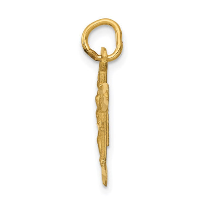 14k Yellow Gold INRI Diamond-cut Crucifix Charm Pendant for Women