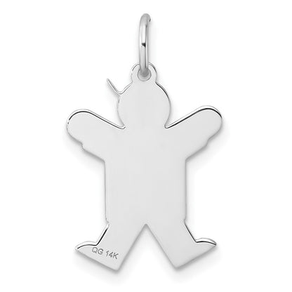 14k White Gold Kid Charm Pendant for Women