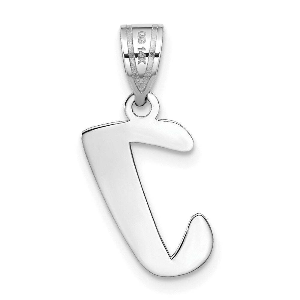 14k White Gold Polished Script Letter I Initial Pendant for Women