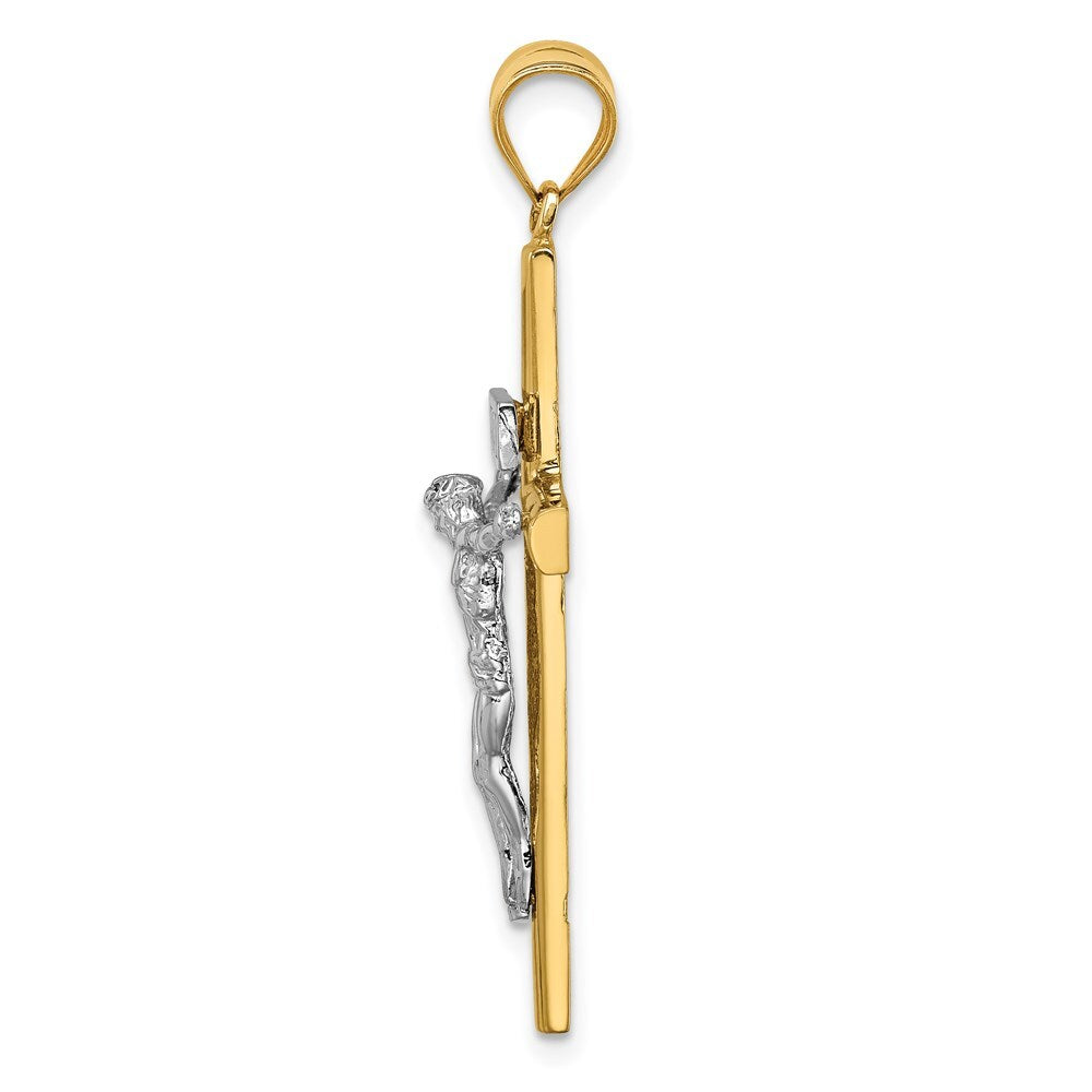 14k Two-tone Gold Polished INRI Crucifix Cross Pendant for Women