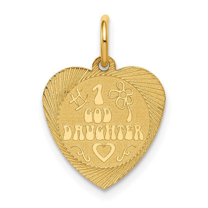 14k Yellow Gold #1 GODDAUGHTER 17mm Engravable Heart Disc Charm