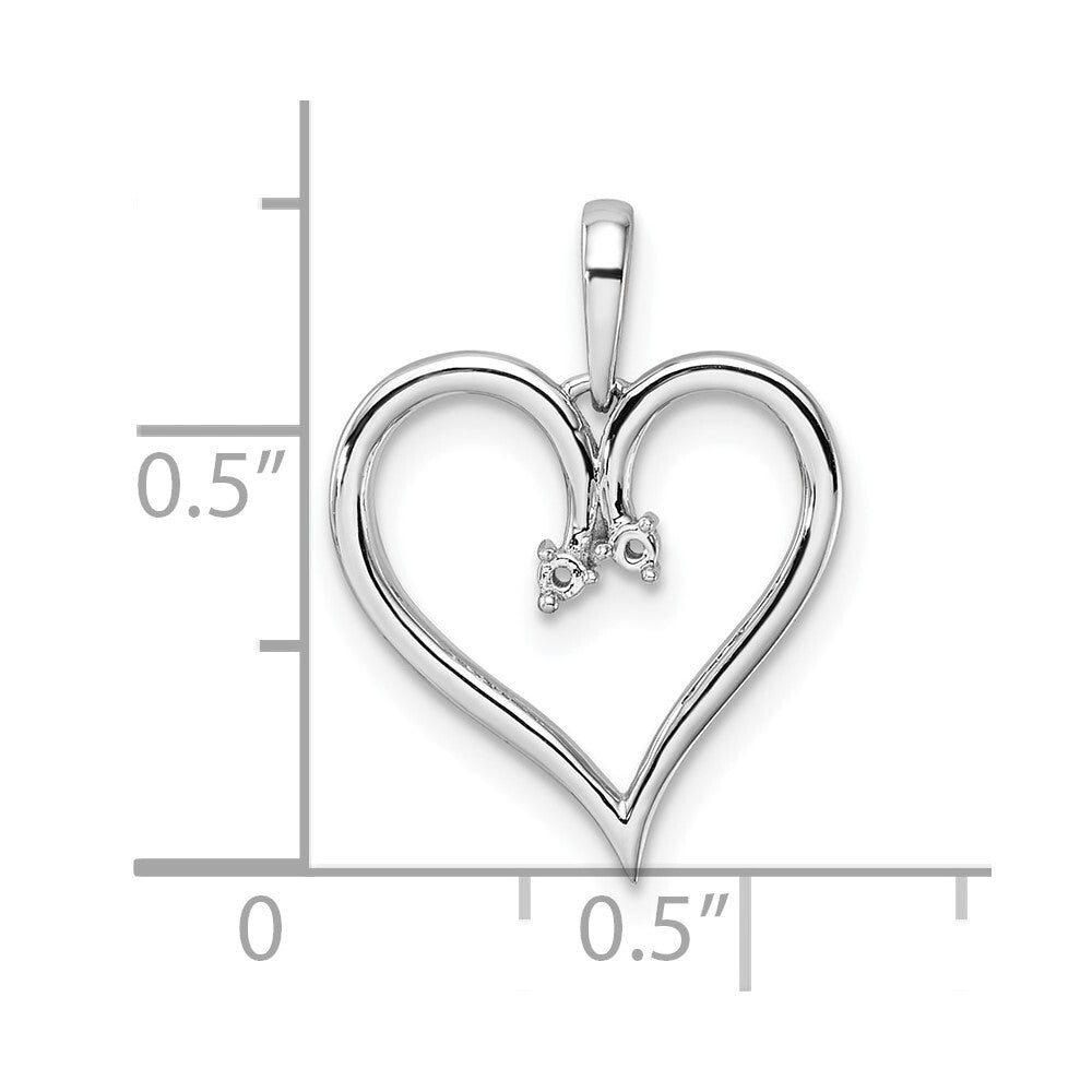 14k White Gold Heart Pendant Mounting for Women