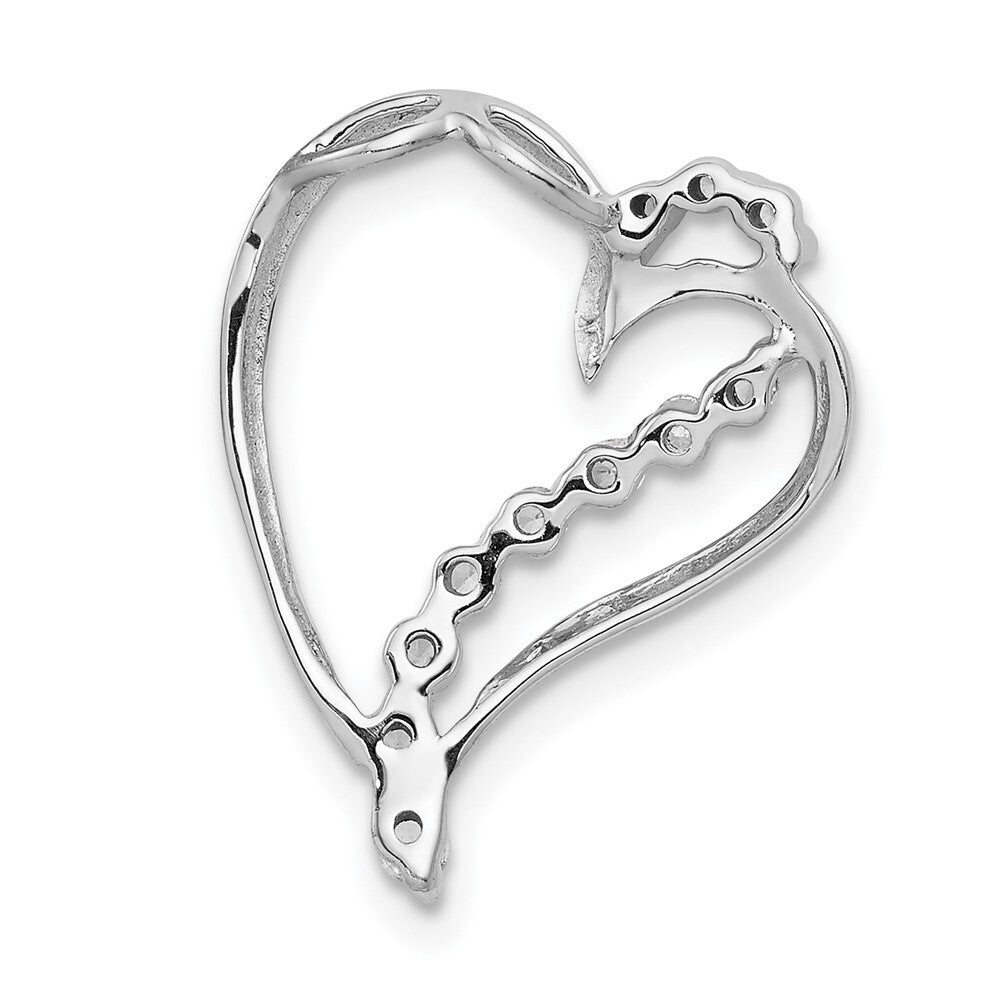 14k White Gold 1/6ct. Diamond Heart Chain Slide Pendant for Women