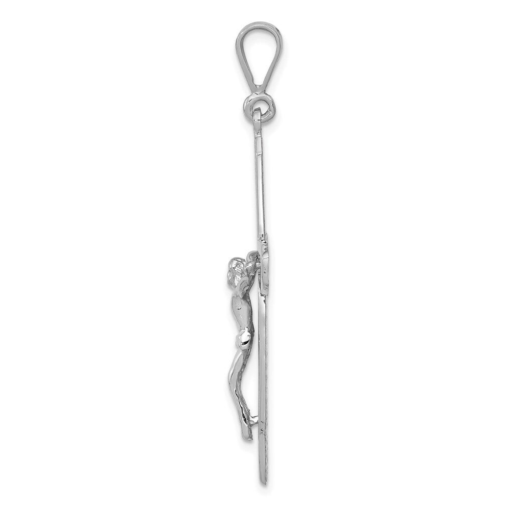 14k White Gold Crucifix Pendant for Women