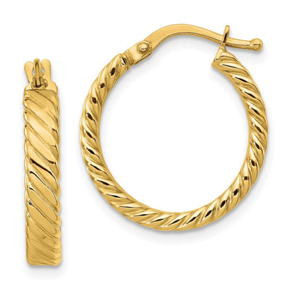 14k Yellow Gold Small 3mm Patterned Hoop Earrings Gift for Women