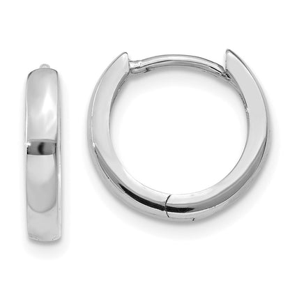 14k White Gold Round Hinged Hoop Earrings Gift for Women
