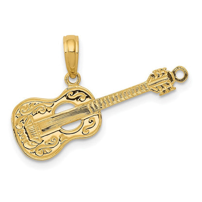 14k Yellow Gold Guitar Pendant for Women