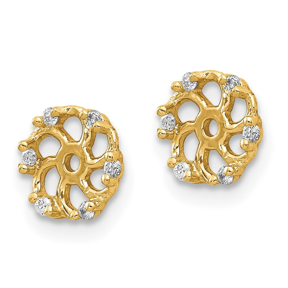 14k Yellow Gold AA Diamond Earring Jacket Gift for Women