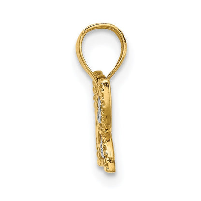 14k Yellow Gold and White Rhodium Diamond-cut Butterfly Charm