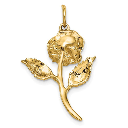 14k Yellow Gold Cubic Zirconia Rose Charm