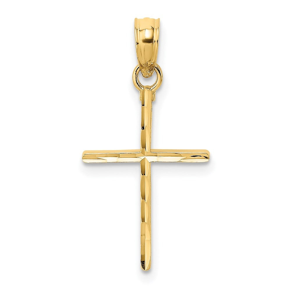 14k Yellow Gold Diamond-Cut and Polished Cross Charm
