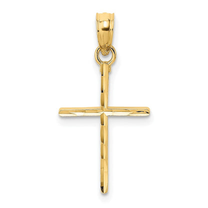 14k Yellow Gold Diamond-Cut and Polished Cross Charm