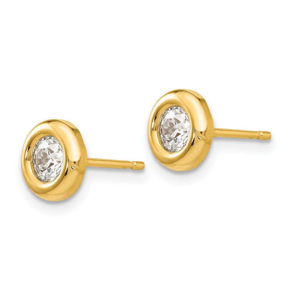 14k Yellow Gold Polished Cubic Zirconia Fancy Stud Earrings