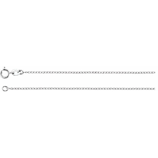 14k White Gold 1 mm Curb 24" Chain Necklace Fine Gift for Women