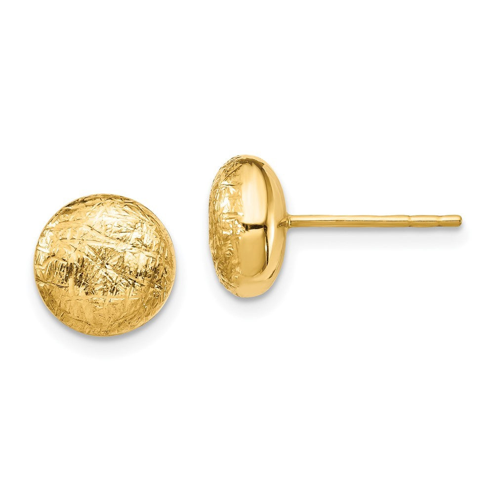 14k Yellow Gold Scratch Finish Hollow Earrings