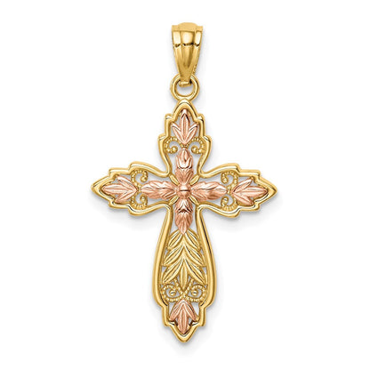 14k Two-tone Gold Cross Pendant for Women