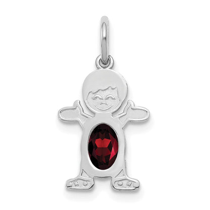 14k White Gold Boy 6x4 Oval Genuine Garnet-January Pendant for Women