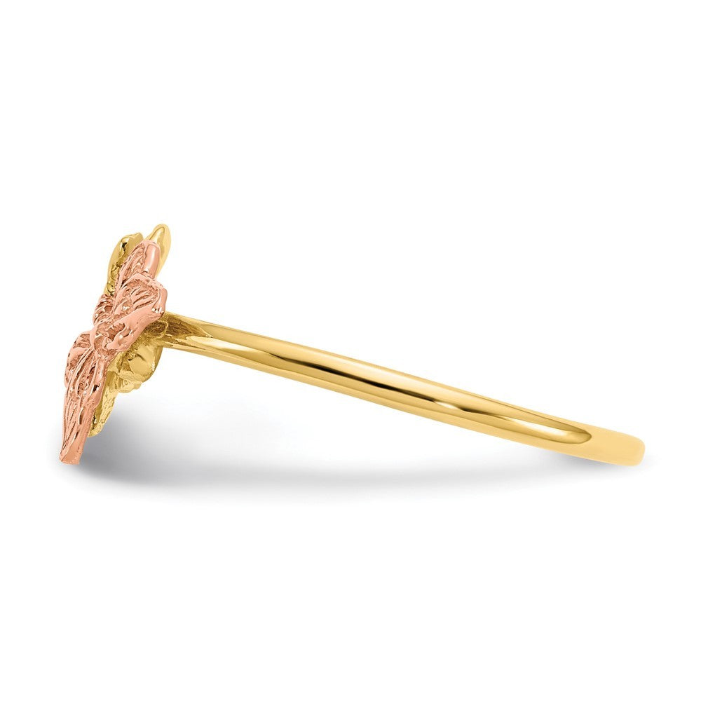14K Two-tone Gold Polished Butterfly Ring