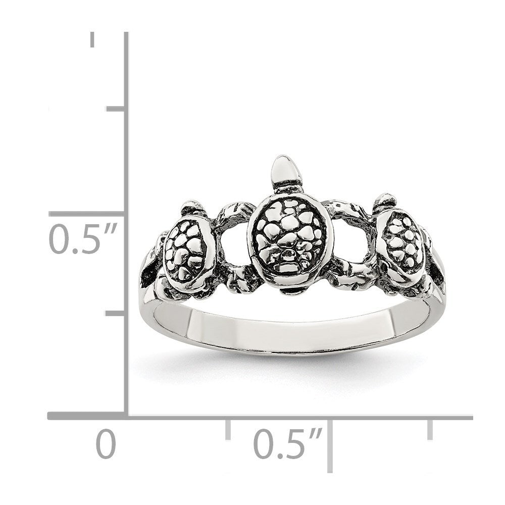 Sterling Silver Antiqued Turtle Ring Size 6