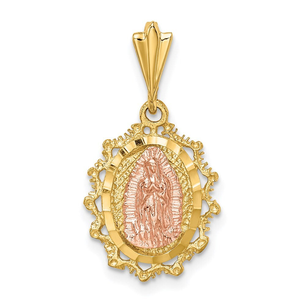14k Two-tone Gold Polished St. Mary Medal Pendant for Women