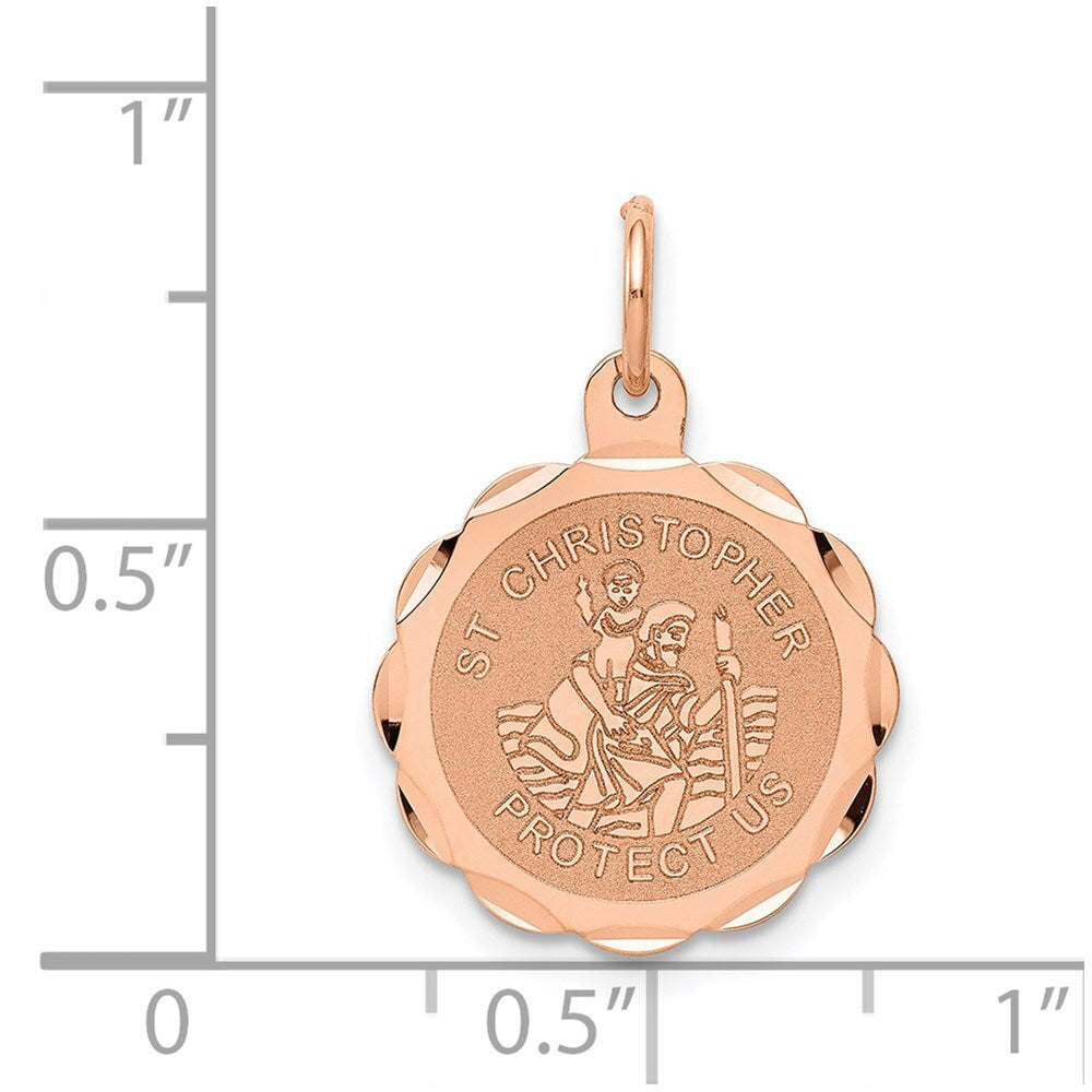 14k Rose Gold Saint Christopher Medal Charm Pendant for Women