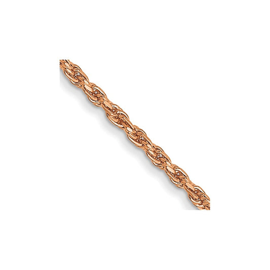 14K Rose Gold 20 inch 1mm Diamond-cut Man Made Rope Chain Necklace
