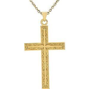 14k Yellow Gold 18x12 mm Cross Pendant Necklace 18"