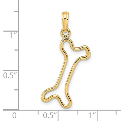 14k Yellow Gold Cut-Out Polished Dog Bone Charm