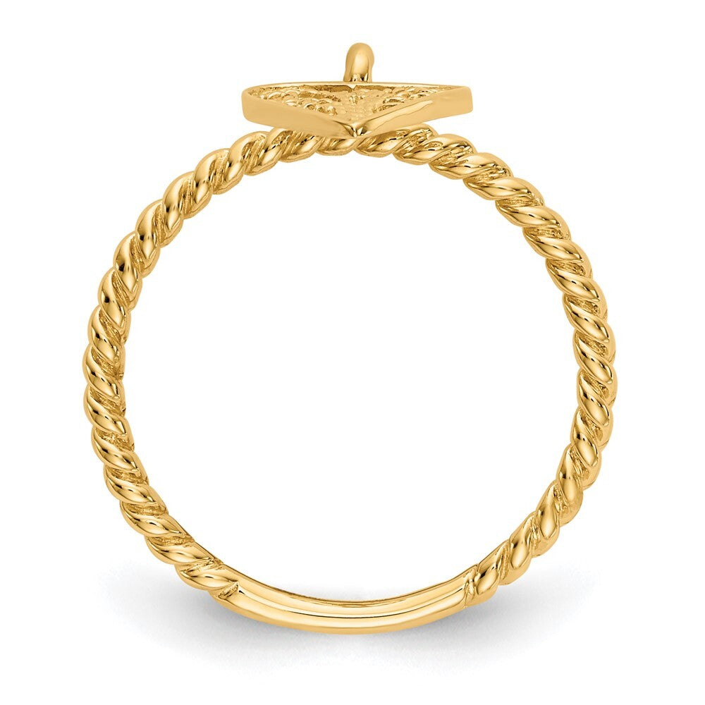 14K Yellow Gold Dangle Heart Ring Size 5