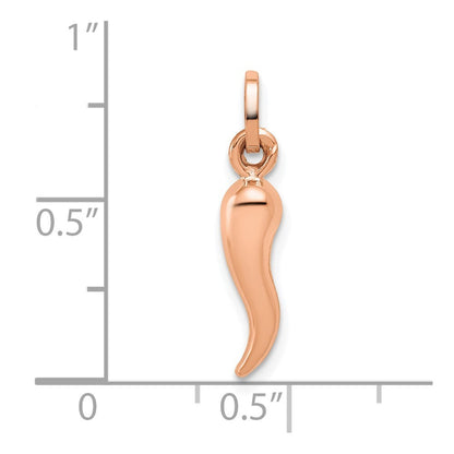 14k Rose Gold Hollow Italian Horn Charm Pendant for Women
