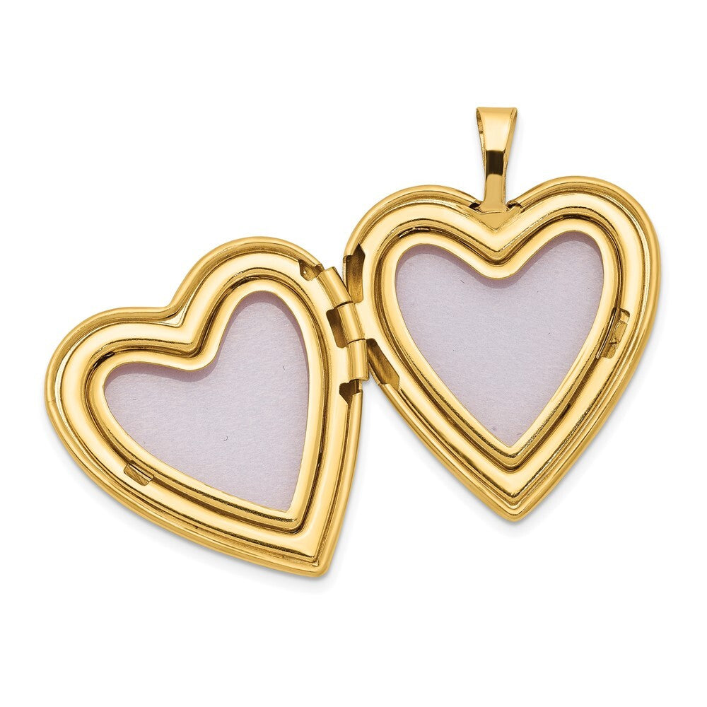 14k Yellow Gold 20mm Enamel Rose Heart Locket Pendant for Women