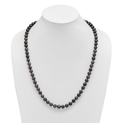 Sterling Silver Rhodium-plated 8-9mm Black Cultured Pearl Necklace 24"