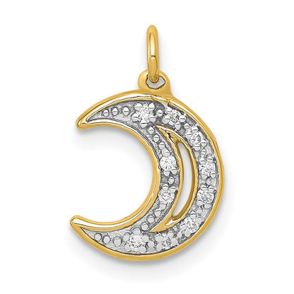 14k Yellow Gold Diamond Moon Charm Pendant