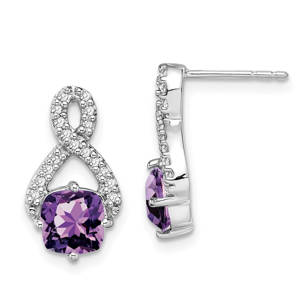 14k White Gold Amethyst and Diamond Drop & Dangle Earrings