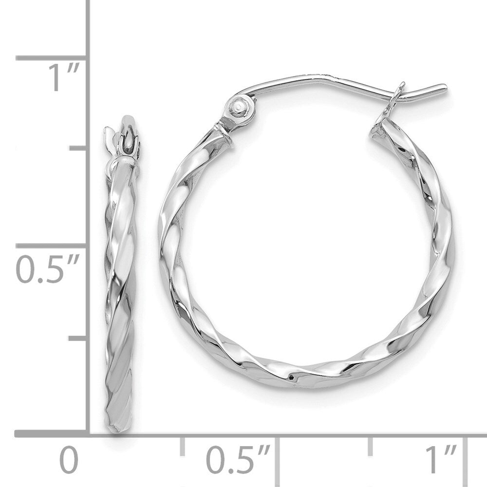 14k White Gold Twist Polished Hoop Earring Gift for Women