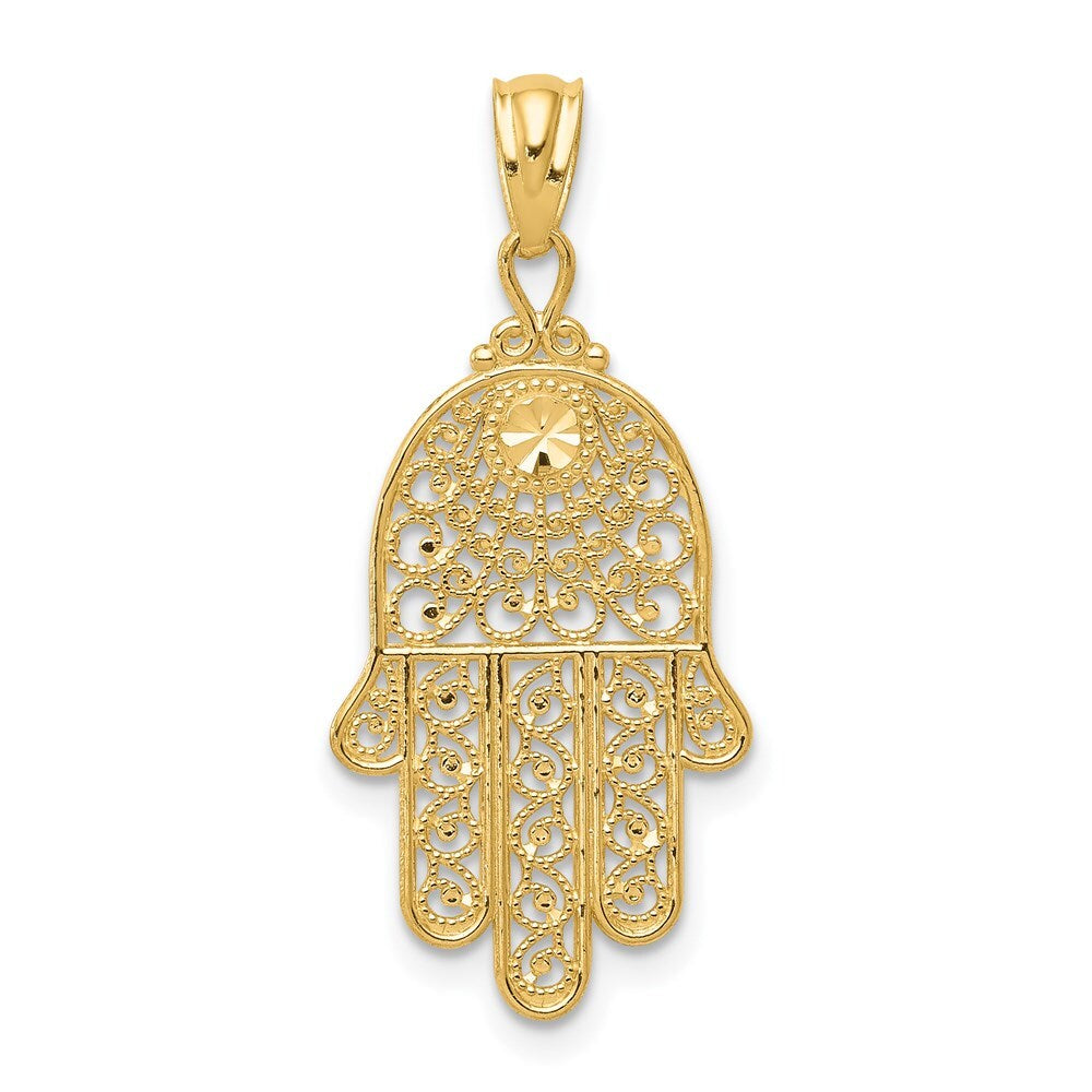 14k Yellow Gold Hand of God Pendant for Women