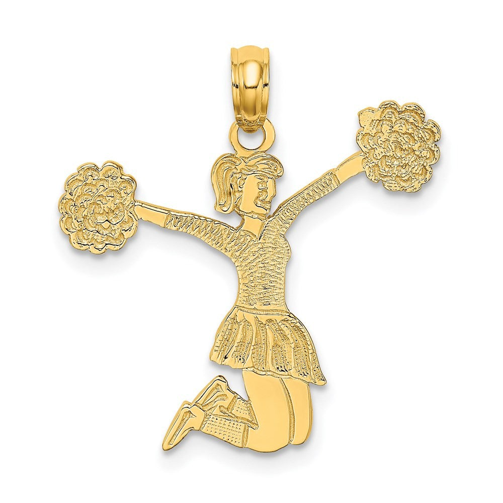 14k Yellow Gold Cheerleader Jumping with Pom-Pom's Charm