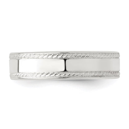 Sterling Silver 5mm Flat with Rope Edge Size 5 Band