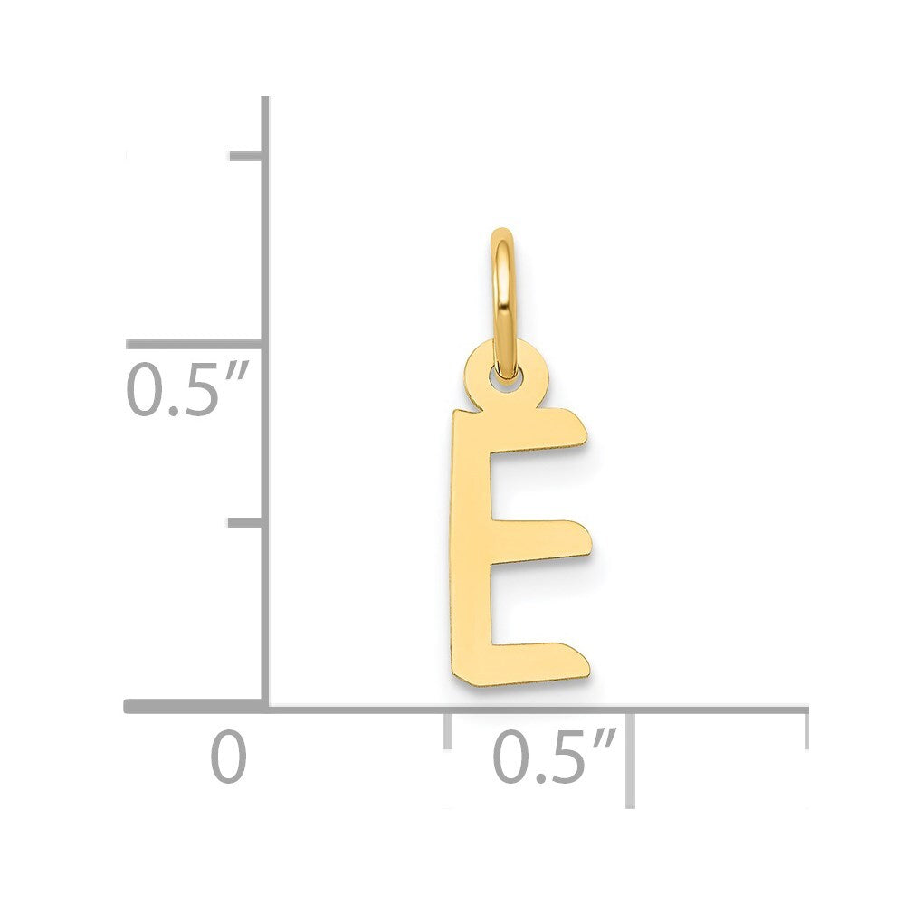 14k Yellow Gold Small Slanted Block Letter E Initial Charm Pendant for Women