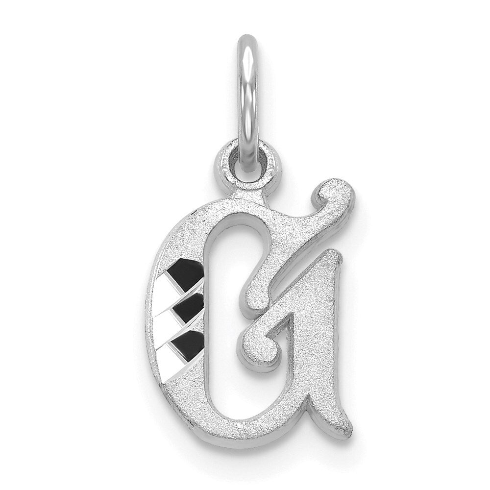 14k White Gold Diamond-cut Letter G Initial Charm Pendant for Women