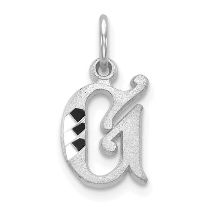 14k White Gold Diamond-cut Letter G Initial Charm Pendant for Women